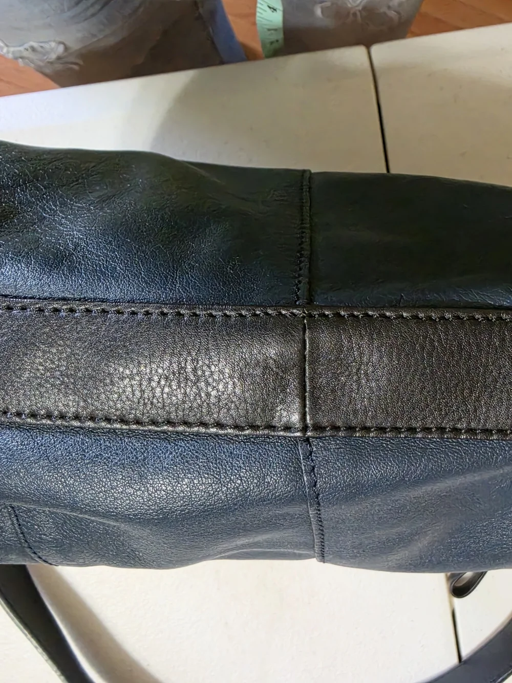 Classic Navy Leather Shoulder Bag - Women's Everyday Hobo...Like New